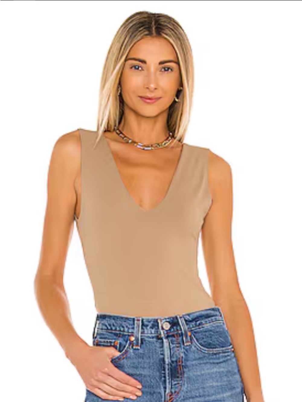 NWT Free People Intimately Keep It Sleek Bodysuit Tan S